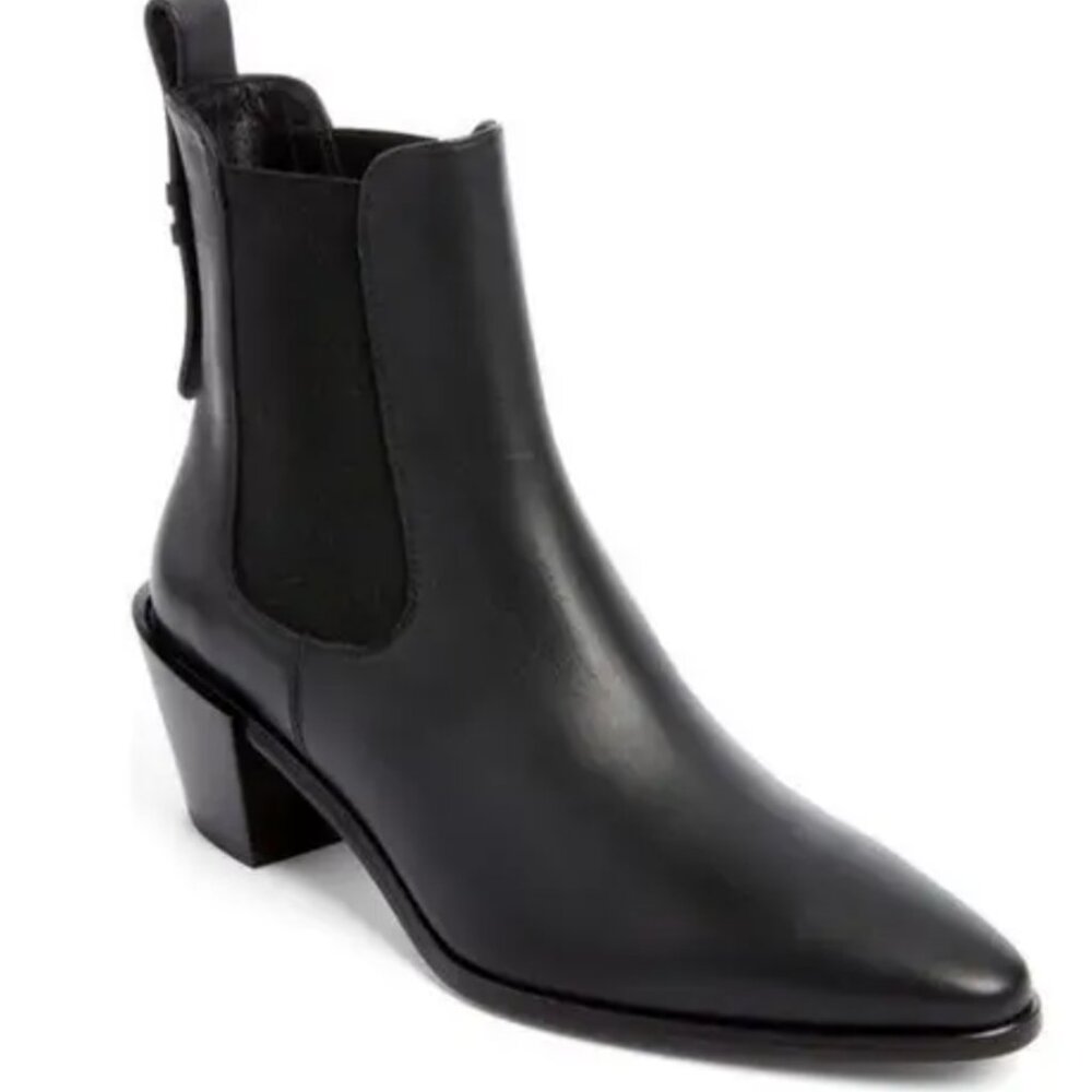 FRAME Le Lexington pointed toe black leather bootie
